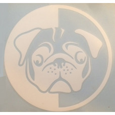 Наліпка плотерна №46 Мопс біла кругла велика (15см)