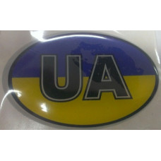 Наліпка силіконова "UA" овал синьо-жовта (5х8) (10шт/уп)