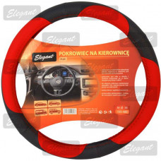 Чохол на кермо "M" (37-38см) чорний/червоний Elegant 105480