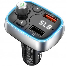 Модулятор Bluetooth "BC32" BOROFONE Sunlight QC3.0 2USB/2,4A/18W Black