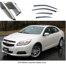 Дефлектори вікон Chevrolet Malibu 2012- П К "FLY""молдинг із нерж.сталі 3D"BCVMB1223-W/S(5)