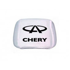 Чохол підголівників CHERY білий-чорний логотип