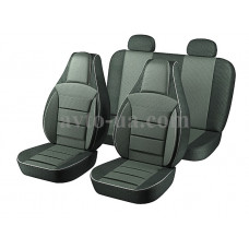 Чохли "PILOT" 2111/2112/Priora HB/Chevrolet Niva /Калина тканина черн. + тканина чорно/сіра