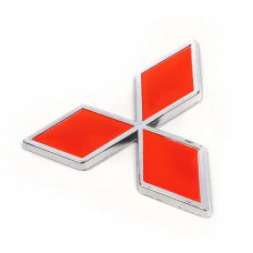 Емблема "Mitsubishi" 100х90мм пластик червона скотч