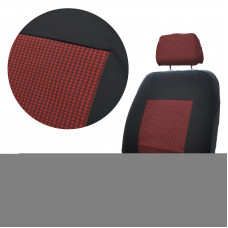 Чохли ''В'' чорні (Червона шахівка) бюджет "Tuning" (зад.спинка ціл./2 підголів/Lanos та іномарк)