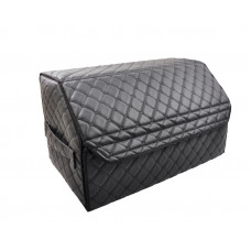 Саквояж-органайзер у багажник 500х300х300мм Чорний шкірзам/чорна Cота/ручки/липучка" Aвтокомфорт+ L"