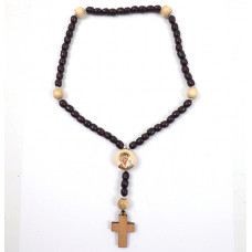 Хрест з чотками на дзеркало заднього виду дерево+2 образи (розм.35см довжин.чоток/D0,5")