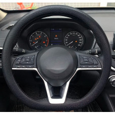 Чохол на кермо універсальний Ø 38-46 см №968-L (текстура ШКІРА) силіконовий/чорний/ширина 85мм