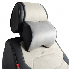 Подушка на підголівник з ефектом Пам'яті Алькантара+еко-шкіра Сіра (2шт/к-кт) "Elegant" - 700 503