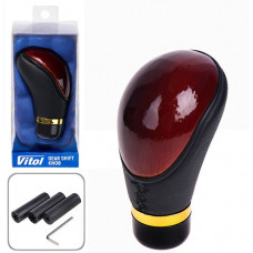 Ручка куліси чорна кожа/дерево-темне F-25030MP