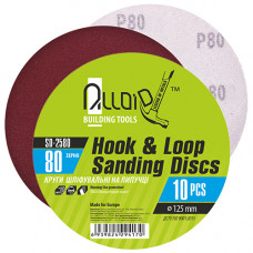 Круг шліфувальний на липучці 125мм, зерно 80 "Alloid" SD-2580 (10шт/набір)