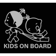 Наліпка Попереджувальна "Дитина в авто" плотерна біла Kids on board (дівчинка з хлопчиком)