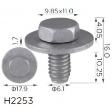 Гвинт H2253 з шайбоюVW,GREAT WALL,AUDI,SEAT,SKODA(N10009110,N10009112,C1430612F3E*,19808)( уп. 100 ш