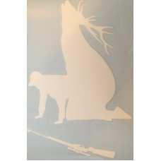Наліпка плотерна №32 Мисливець із оленем 20x14см Біла