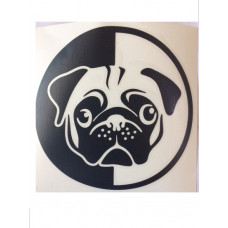 Наліпка плотерна №46 Мопс чорна кругла велика (15см)
