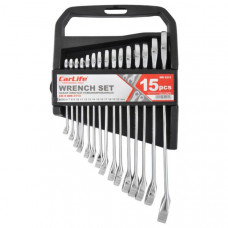 Набір ключів комбінованих (15шт) 6-22мм "Carlife" (WR4215) Пластик/хром-ванадіум метал