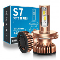 Лампа LED H4 радіатор+кулер 55W/9600Lm/6000K 3570 Chip + 400% IP67 9-24V "S7-Mini" 12 міс. гарантії
