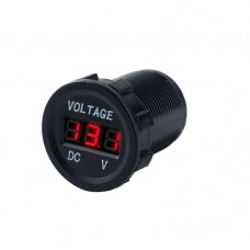 Вольтметр врізний круглий 12-24V червоний дисплей, 28*37*мм A27-1 RED