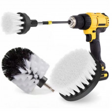 Набір щіток на дриль 3в1 Біла (М'яка жорсткість)Скло,Шкіра,Килим,Карпет