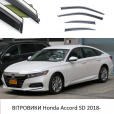 Дефлектори вікон Honda Accord SD 2018- П К "FLY""молдинг із нерж.сталі 3D"BHDAC1823-W/S(168)