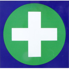 Наліпка Попереджувальна "Доктор" Білый хрест/зел.синій фон