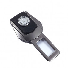 Заглушка ременя безпеки метал "Mercedes" (1шт) цинк.сплав + шкіра (тип №2) ГРАФІТ