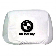 Чохол підголівників BMW білий чорний логотип