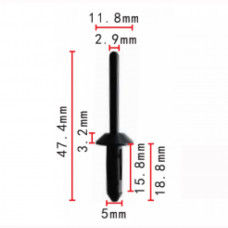 Заклепки C0460 пластикова GM 20423647 Ford N804189S ( уп. 100 шт.)