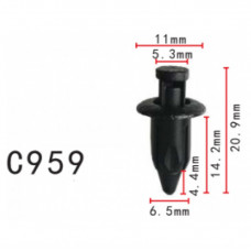 Кліпси C0959 розпірні TOYOTA, LEXUS (9046707108C0, 90467-07108-C0, 11531) (уп.100шт)