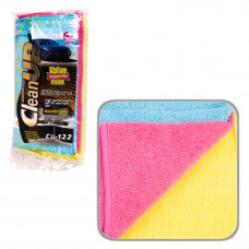Серветка (6шт) мікрофібра 25х25 CU-122 "CleanUP" унів.(блакитний,рожевий,жовтий)80%поліестр+20%поліа
