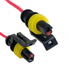 Роз'єм з проводом 1 контакт "євро" тато пластмас. пиловологозахищений (923)