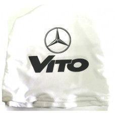 Чохол підголівників MERS VITO білий-чорний логотип