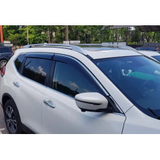 Дефлектори вікон Skoda Karoq 2018- П/K скотч "FLY" (НЕРЖ-смуга) коротший