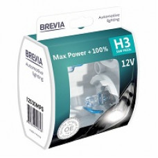 Лампа 12V H3 55W +100% Max Power "Brevia" (Box-2шт) (12030MPS) (9шт/уп)
