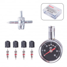 Ремкомплект камери 11од. (4 золотника + 4 ковпачка+ ключ+манометр) "Штурмовик" АС-123