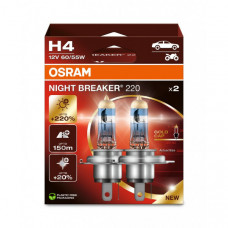 Лампа 12V H4 60/55W +220% Night Laser "Osram" (Box-2шт) (64193 NВ220-2HB (червона уп) АКЦІЯ