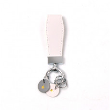 Брелок на ключі шкіряний Місяць та зірка (пакет+ викрутка) Білий