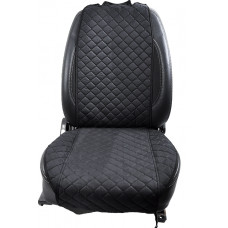 Накидки сидінь "Алькантара" "NEW" Чорна - Чорна нитка стьобані ромби (1+1) Передні