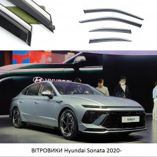 Дефлектори вікон Hyundai Sonata 2020- П/К скотч "FLY" "нерж. сталь 3D" BHYST2023-W/S (71-72)