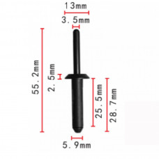 Заклепки C0467 пластикова GM 25524005 ( уп. 100 шт.)