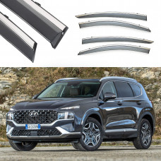 Дефлектори вікон Hyundai Santa Fe 2018- П/К скотч "FLY" (нерж. сталь 3D)BHYSF1823-W/S (66-68)