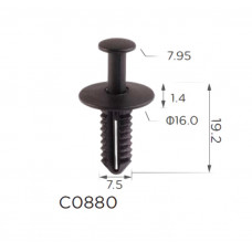 Фіксатор C0880 натискний/розпірний MERCEDES (A1249900492, 1249900492, 11835) ( уп. 100 шт.)