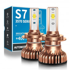Лампа LED H7 радіатор+кулер 55W/9600Lm/6000K 3570 Chip + 400% IP67/9-24V "S7-Mini"12 міс. гарантії