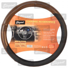 Чохол на кермо "L" (39-40см) чорний/дерево Elegant 105506 під дерево вставка