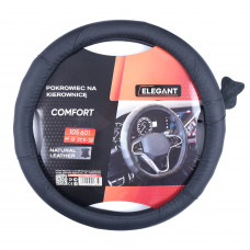 Чохол на кермо шкіра "М" (37-38см) чорний Elegant 105601 масаж під пальці -Шкіра