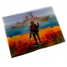 Килимок антиковзаючий силікон липучка "Русский военный корабль..." 20х15см