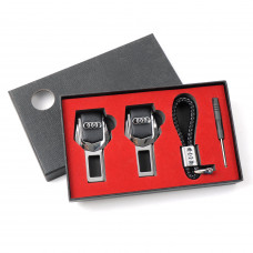 Подарунковий набір AUDI 2в1 (фіксатор ременів, плетений брелок) №2