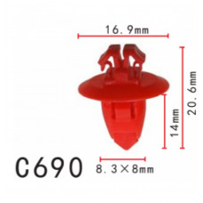 Кліпси C0690 молдингу/крило TOYOTA, LEXUS, SUZUKI (9090467037, 90904-67037, 15805) ( уп. 100 шт.)