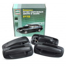 Ручки двері зовнішні в зборі 2110-2112,Пріора чорні,пластик "ТЮН-АВТО"(4шт)