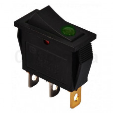 Клавіша №134 зелене вічко вузька довга 2полож. On Off 12V